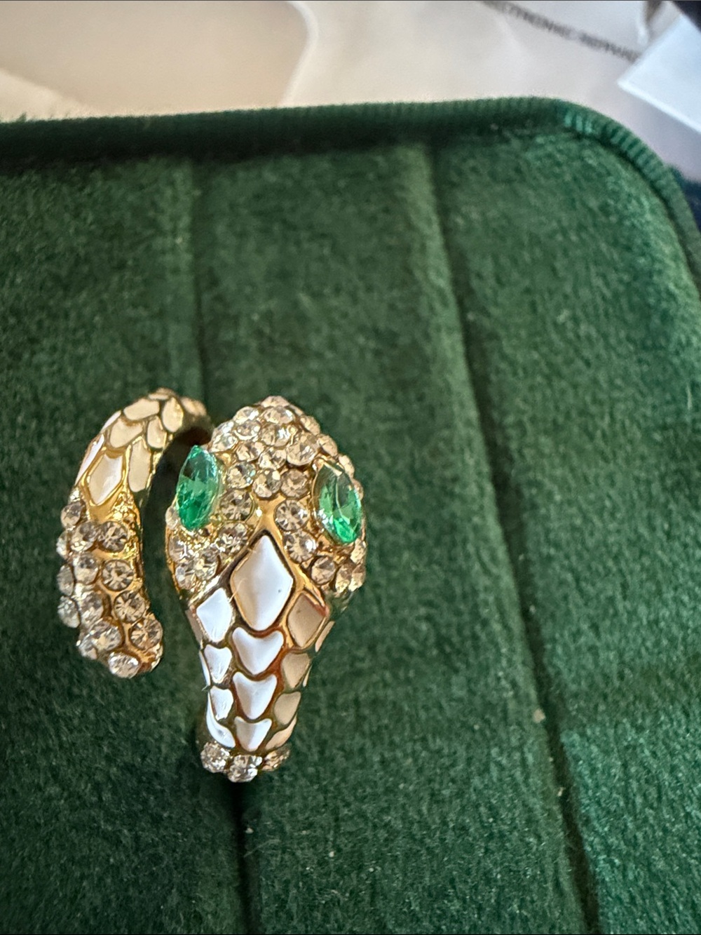 Gold Snake Ring with Green Eyes - Women Jewelry size ring 8